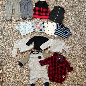 Carter's Baby 3 months LOT OF CLOTHES - 13 Pieces-Red, Black, Gray, Blue, White